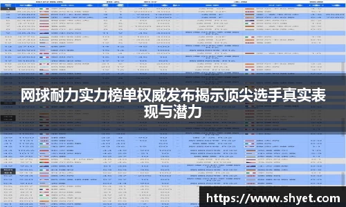 网球耐力实力榜单权威发布揭示顶尖选手真实表现与潜力